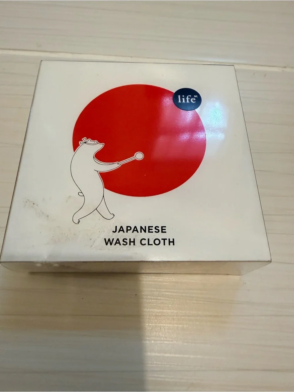 Life NK Japanese Wash Cloth - White with Red Accent